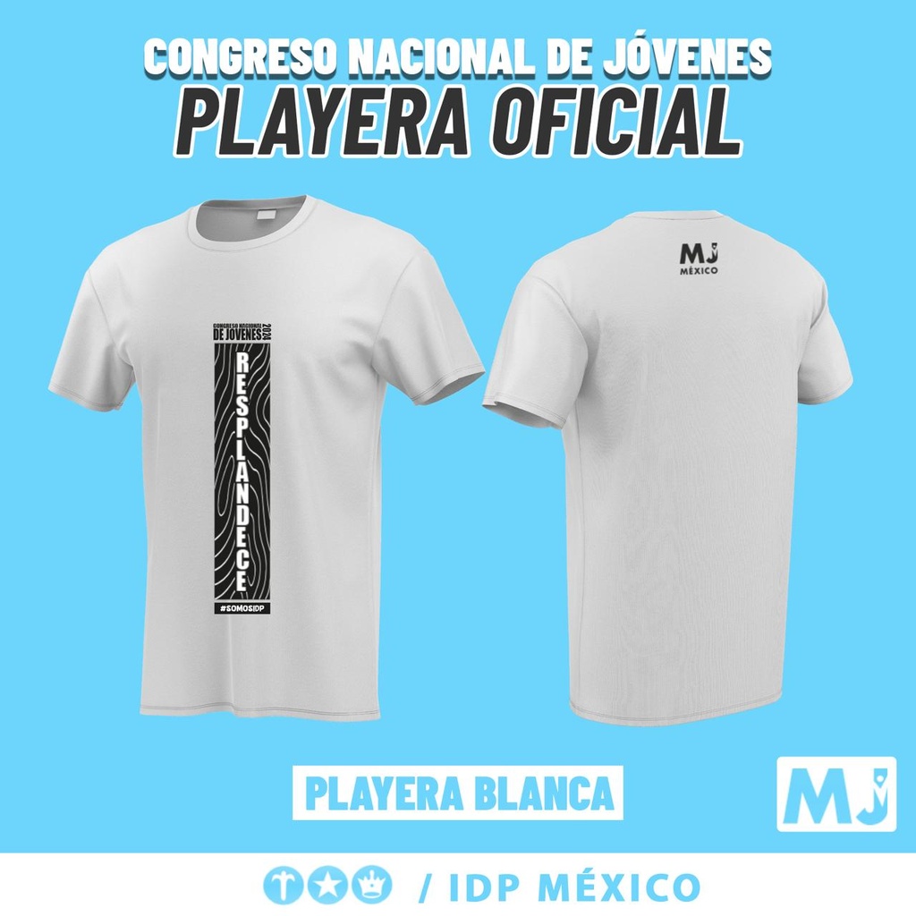 PLAYERA OFICIAL CONGRESO NACIONAL DE JOVENES BLANCA